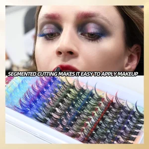 Factory Price DIY Colored Cluster Lashes Private Label 12Rows Individual Lash Extension 14-16 mm Mixed Soft Synthetic Hair OEM
