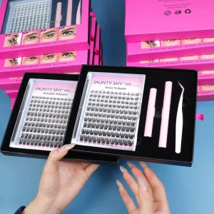 Factory Price DIY Lash Sets C Curl Thin Band at Home Custom Eyelash Cluster Kit Fox Eyes Pre Cut Segment