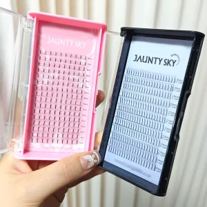 Factory Price Eyelash Extension Premade Volume Fan Korean Pbt Sharp Pointy Base Fans Mix Length Long Short Stem False Eyelashes