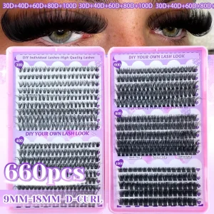 Factory Price High Quality 8 16mm Cat Eye Cluster Eyelashes Extensions Fan Segment DIY Cluster Lash