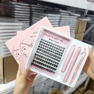Factory Price Individual Eyelash Sets With Bond and Seal Mega Volume Pre Cut Segment Self grafting Cluster Lashes Kit