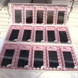 Factory Price Korean PBT Cashmere Individual Eyelash Extensions Trays Silk Matte Black Easy to Fan Lash Extensions