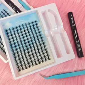 Factory Price Pre Cut Lash Segments Clear or Black Band Wispy Luxury DIY Lash Clusters Custom Eyelash Cluster Extensions Kit