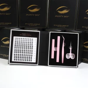 Factory Price Pre Cut Thin Band Eyelash Segment Lashes 8 16mm C D Curl Pre Cut DIY Clusters Kit With Bond And Seal