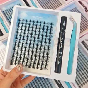 Factory Price Pre cut Eyelash Segment Private Label Cluster Lashes Diy Lash Extension Kit Fluffy Lash Cluster Kit