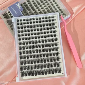Factory Price Press on Self Adhesive DIY Lashes Kit Pre Bonded Individual Cluster Eyelashes DIY Segment No Glue C D Curl