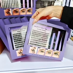 Factory Price Private Label Pre Cut Segment C Curl Self Grafting Cats Eyes DIY Lash Sets Custom Eyelash Cluster Kit