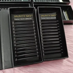 Factory Price Salon Choice 8 15mm Mixed Cashmere Lash Trays Premium 0.07 C Curl Volume Eyelashes Soft Matte Black Lash Extension