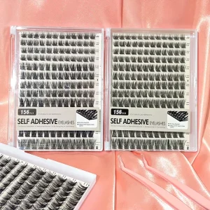 Factory Price Self Adhesive Pre Glue Eyelashes Press on Lash Trays DIY Cluster Lashes Pre Cut Segment Lash Extension