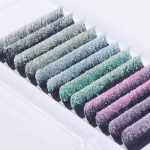Factory Price Super Far New Fashion Multi Color Glitter Eyelash Extensions Glitter Lash Extension Trays