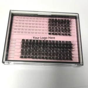 Factory Price Thin Band Self adhesive 10mm Bottom Lashes with 8-25mm Cluster Lash Extension Faux Mink Segmented DIY Clusters