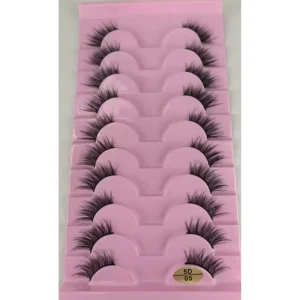 Factory Private Label Full Strip Deep-Wave Lashes False Eyelashes with Plastic Cotton Band