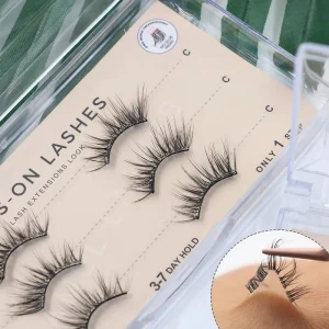 Factory Supplier Reuseable Clear Black False Lashes Handmade Eyelash Press on No Glue No Magnetic Pre Glued Half Lash