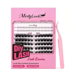 Factory Supply Beginner Friendly DIY Cluster Eyelash Kit Wet Look Manga Spike Comic Lash Clusters With Bottom Lashes