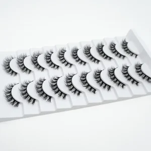 Factory Supply Handmade Wispy 10 Pairs Set False Eyelashes Short Natural 3D Effect Faux Mink Full Strip Eyelashes