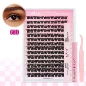 Fadlash Fluffy Faux Mink Cluster Lash CD Curl Volume Fox Soft Individual Extensions DIY Cluster Lash Clusters Tray