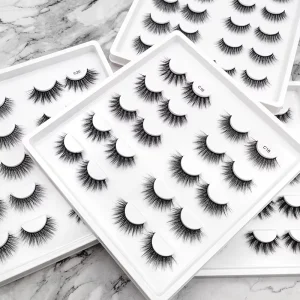 Fake Eyelashes Custom Logo Hand made Synthetic Hair Lashes Long Natural False Eyelashes Thick Strips Custom Package