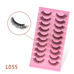 Fake Eyelashes L055 Self Adhesive Hot Melt Extension Simulation Batch DIY Factory Synthetic Fiber 3D Effect Reusable