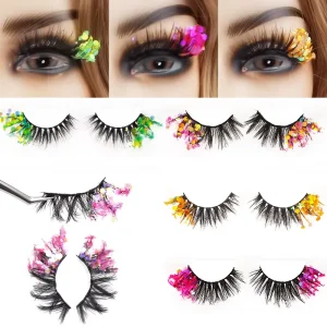 Fake Eyelashes With Color Fluorescence With Sequins False Lashes Colorful Eyelashes Bulk Dramatic Makeup Fake Lash Party Makeup