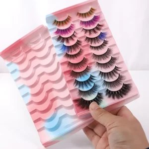 Fake Luxury Eyelash Pack and Packaging 10 Pairs Custom Homemade Strip Lash Box Packaging