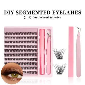 False Eyelash Kit With Glue And Tweezers Dense Segmented Individual Lashes For Stage DIY Self grafting