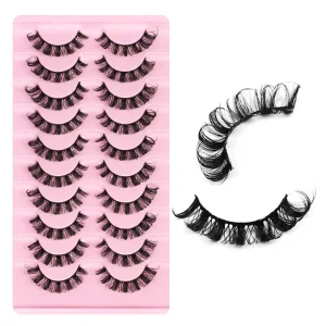False Eyelashes 10 Pairs Full Strip Mink Lashes 100% Handmade Custom Packaging Natural 3d Fluffy Lashes Eyelashes