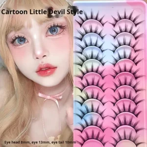 False Eyelashes 10 Pairs Wispy Volume Bulk Strip Natural Look Lashes Sets Pack Faux Mink Eyelashes