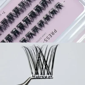 False Eyelashes 3D Segment Brown Press Self adhesive Cruelty Free Reusable PBT Material 0.07mm Thickness Super Thin Cluster Lash