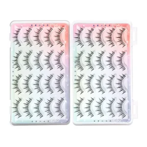 False Eyelashes 9 12mm Faux 3D Mink Handmade 5row Natural Look Cat Eye Wispy Pack 4 Styles Mixed Thick Eyelashes Multipack