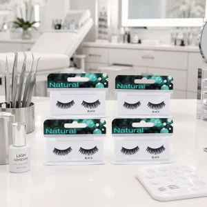 False Eyelashes Demi 101 Full Volume Rounded Strip Cotton Band Human Hair Wispy Natural Look Semi Handmade 4 Pack