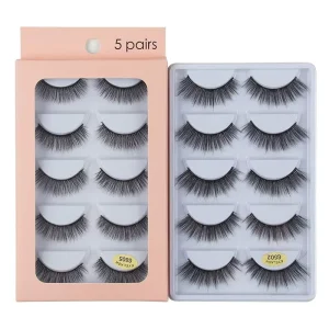 False Eyelashes Full Strip Faux Natural Mink Lashes 3D Multi Layered Customize Lashes X Series 5 Pairs Eye Makeup
