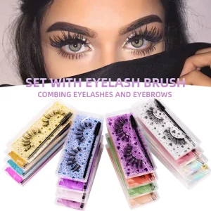 False Eyelashes Strip Lashes 3D Faux Mink Natural Wispy Volume Dense Hard Band Glue on Reusable Lightweight Durable Eye
