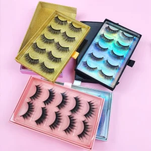 False Eyelashes Synthetic Fiber Material 3D Faux Mink Lashes Cat Eyes Look Reusable 100% Handmade Cruelty Free