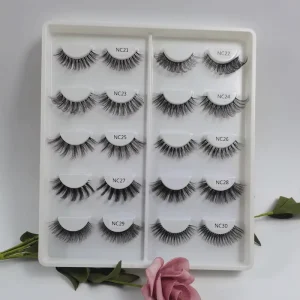 False Eyelashes Vendor Personalized Packaging Wispy Hybrid Volume Russian Strip Lashes D Curl Clear Band Lashes