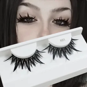 False Eyelashes Wet Look Spike Faux Mink Anime Manga Lashes Makeup Reusable Dramatic Cosplay Lashes Supplies