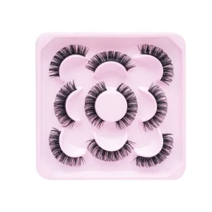 False Eyelashes for Women 5 Pairs Wispy Strip Lashes Dramatic Volume Flared Lashes for Daily Party Wedding Stage Makeup