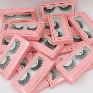 False Faux Mink Eyelashes Private Label Vendor 5 Pairs Gold Foil Handmade Folder Style Packaging Corrugated Board Lashbox