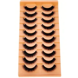 Fashion Design 10 Pairs 18mm 5d Fluffy False Eyelash Handmade Custom Wispy Faux Mink Lashes