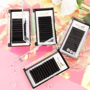 Fast Fanning 0.03 0.05 0.07mm Mega Volume Easy Fan Lash Extensions Black Auto Blooming Lashes with Private Labels