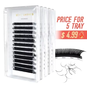 Fast Ship 5 Trays Private Label Mink Eyelashes Extension Professional Silk Individual Eyelash Extensions Volume Trays Hand Made