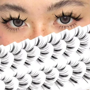 Faux Mink Cotton Band Full Strip False Eyelashes Spiky Manga Style Lashes Natural Long Fluffy Makeup Eye Lashes OEM