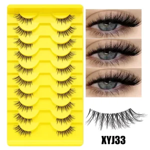 Faux Mink Eyelash Strips Fox Cat Eye Lashes With Thin Clear Band Half Strip Lashes Fake Eyelashes