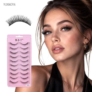 Faux Mink Eyelashes Clear Band Eye Lashes Crisscross Transparent Band False Eyelashes Handmade Dramatic Lashes Upper Lash