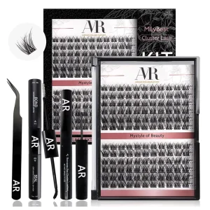 Faux Mink Eyelashes DIY Pre-Cut Segmented Lash Extensions Set Under-Lash Clusters with Bond and Sealant