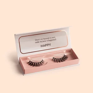 Faux Mink Eyelashes High End Portable Magnetic Rigid Paperboard Gift Box Custom Logo Pink Sponge Lined Recycled Materials