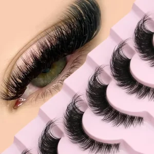 Faux Mink Eyelashes Natural Long Clear Band Lashes Winged End 25mm Elongated Cat Eye Eyelashes for Synthetic Hair