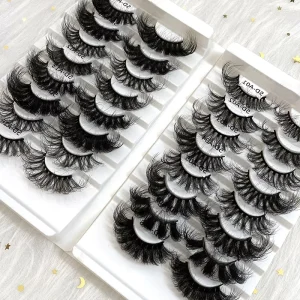 Faux Mink Eyelashes Vendor Private Label Dramatic Faux Mink Thick Long Cat Eye Look Fluffy Wispy Vegan Faux Lashes
