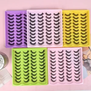 Faux Mink Full Strip Lashes 20 Pairs Vegan Natural False Full Strip Eyelashes 3D Silk Mink Wispy Eyelashes