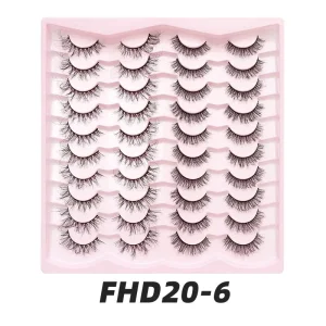 Faux Mink Full Strip Lashes 20 Pairs Vegan Natural False Full Strip Eyelashes 3D Silk Mink Wispy Eyelashes