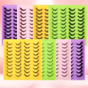 Faux Mink Full Strip Lashes 20 Pairs Vegan Natural False Full Strip Eyelashes 3D Silk Mink Wispy Eyelashes